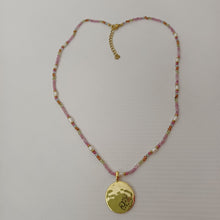 Load image into Gallery viewer, Gemstone Beaded Gold Disc Necklace
