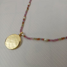 Load image into Gallery viewer, Gemstone Beaded Gold Disc Necklace
