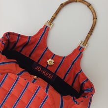 Load image into Gallery viewer, Bamboo Handle Striped Kat Bag