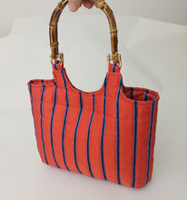 Load image into Gallery viewer, Bamboo Handle Striped Kat Bag