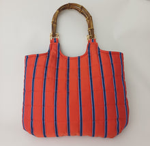 Load image into Gallery viewer, Bamboo Handle Striped Kat Bag
