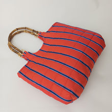 Load image into Gallery viewer, Bamboo Handle Striped Kat Bag