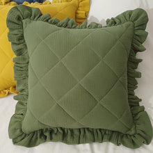 Load image into Gallery viewer, Frilled Quilted Olive Green Cushions
