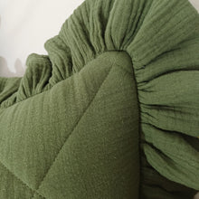 Load image into Gallery viewer, Frilled Quilted Olive Green Cushions