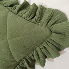 Load image into Gallery viewer, Frilled Quilted Olive Green Cushions