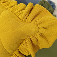 Load image into Gallery viewer, Frilled Quilted Mustard Yellow Cushion