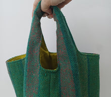 Load image into Gallery viewer, Green Handheld Gold Lined Bag