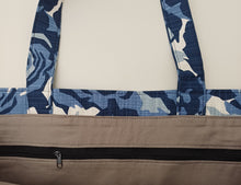 Load image into Gallery viewer, Blue Rose Cotton Slab XL Shopper Bag