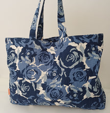 Load image into Gallery viewer, Blue Rose Cotton Slab XL Shopper Bag