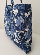 Load image into Gallery viewer, Blue Rose Cotton Slab XL Shopper Bag