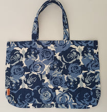 Load image into Gallery viewer, Blue Rose Cotton Slab XL Shopper Bag