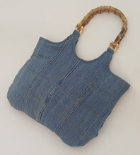 Load image into Gallery viewer, Bamboo Handle Vintage Denim Kat Bag