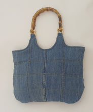 Load image into Gallery viewer, Bamboo Handle Vintage Denim Kat Bag