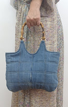 Load image into Gallery viewer, Bamboo Handle Vintage Denim Kat Bag