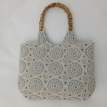 Load image into Gallery viewer, Bamboo Handle Crochet Denim Kat Bag