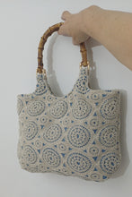 Load image into Gallery viewer, Bamboo Handle Crochet Denim Kat Bag