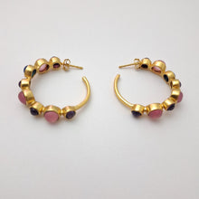 Load image into Gallery viewer, Gemstone Set Hoop Earrings Gold