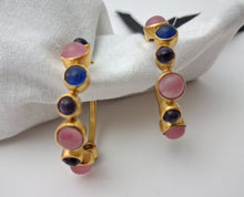Load image into Gallery viewer, Gemstone Set Hoop Earrings Gold