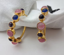 Load image into Gallery viewer, Gemstone Set Hoop Earrings Gold