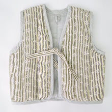 Load image into Gallery viewer, Kids Gilet Olive Stripe 9m - 18m