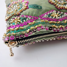 Load image into Gallery viewer, Green Beaded Sequins Clutch