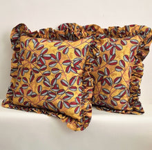 Load image into Gallery viewer, Colourful Graphic Nature Inspired Frilled Cushion