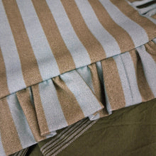 Load image into Gallery viewer, Green And Blue Stripe Frilled Cushion Filled