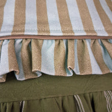 Load image into Gallery viewer, Green And Blue Stripe Frilled Cushion Filled