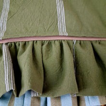 Load image into Gallery viewer, Green Five Striped Frilled Cushion