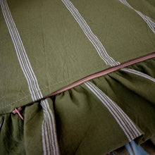 Load image into Gallery viewer, Green Five Striped Frilled Cushion