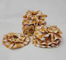 Load image into Gallery viewer, Scrunchie Duo Mustard Yellow Large Gingham