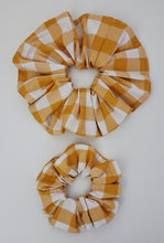 Load image into Gallery viewer, Scrunchie Duo Mustard Yellow Large Gingham