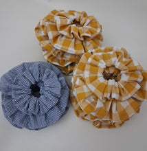 Load image into Gallery viewer, Scrunchie Duo Blue Stripe Cotton Weave