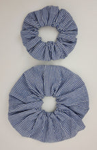Load image into Gallery viewer, Scrunchie Duo Blue Stripe Cotton Weave