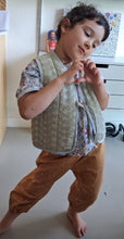 Load image into Gallery viewer, Kids Gilet Olive Stripe Embroidered 2-4 years