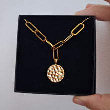 Load image into Gallery viewer, Gold Molten Disc Paperclip Necklace