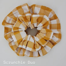 Load image into Gallery viewer, Scrunchie Duo Mustard Yellow Large Gingham