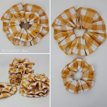 Load image into Gallery viewer, Scrunchie Duo Mustard Yellow Large Gingham