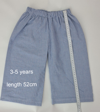 Load image into Gallery viewer, Kids Wide Leg Trousers Woven Cotton Blue Stripe 3- 5 years