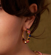 Load image into Gallery viewer, Gemstone Set Hoop Earrings Gold