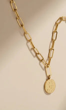 Load image into Gallery viewer, Gold Molten Disc Paperclip Necklace